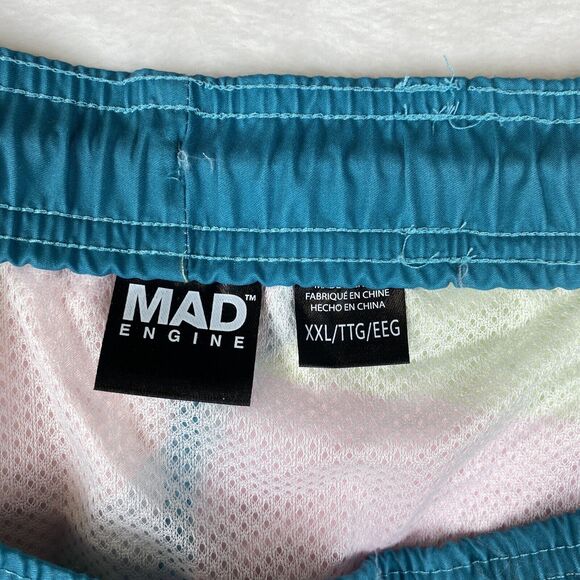Mad Engine Swim Trunks Mens 2XL Multicolor Patterned‎ Mesh Lined Elastic Waist - Picture 5 of 5